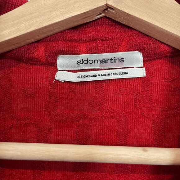 Aldomartins Red Jacquard Textured 3-Button Blazer Jacket Women's Size US 8 - Picture 6 of 7